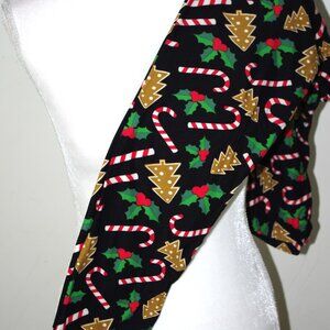 New Mix Women's One Size (OS) Christmas Holiday Candy Cane Tree Leggings
